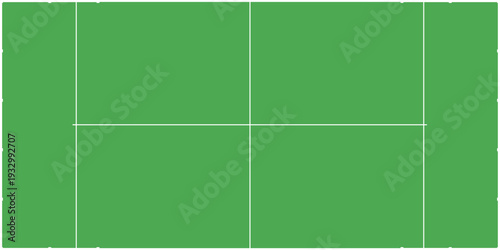 Traditional Green Padel Tennis Court Scheme with White Lines.