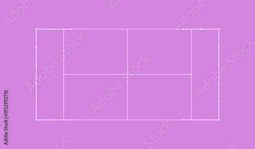 Pink Padel Court Top View Schematic Illustration for Sport.