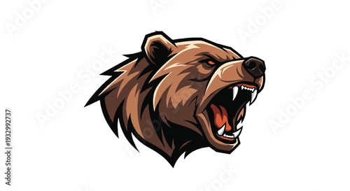 Bear logo on white background. Angry bear head logo design. Bear head mascot. Bear vector logo.  