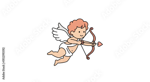 Illustration of a flying cherub with bow and arrow, symbolizing love from a Valentine's Day perspective