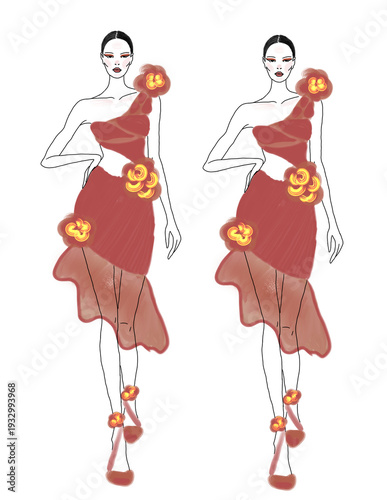 girl in a red dress
