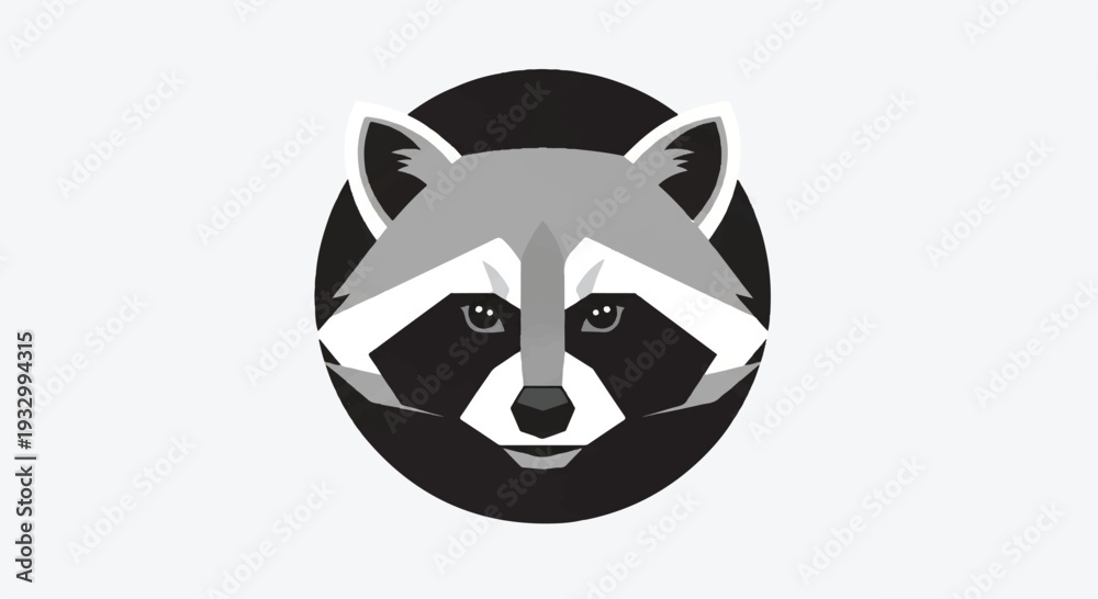 Fototapeta premium Raccoon logo on white background. Raccoon head logo design. Raccoon logo illustration.
