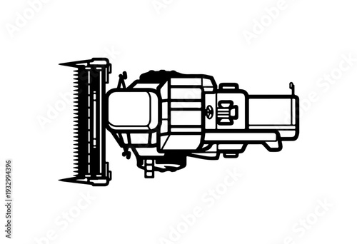 Industrial metal cutting saw machine in action