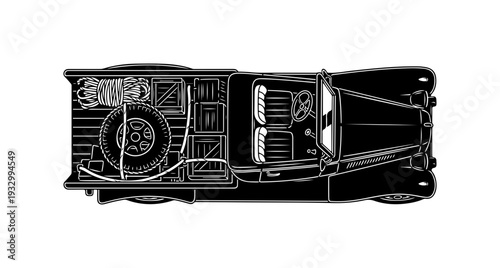 Detailed top view of a Land Rover Defender