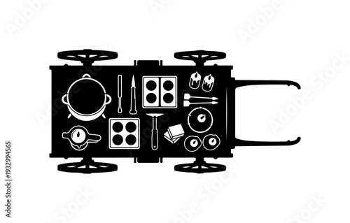 Modern kitchen appliances and utensils illustration