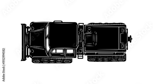 Detailed industrial train engine with carriages in motion