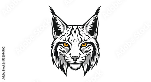 Lynx logo on white background. Stylized lynx head logo graphic design. Lynx logo design.
