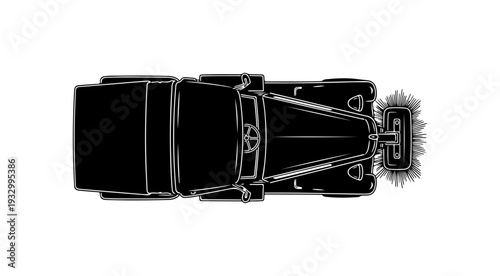 Vector illustration of a black truck with snowplow