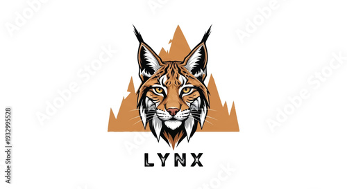 Lynx logo on white background. Stylized lynx head logo graphic design. Lynx logo design.
