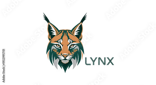 Lynx logo on white background. Stylized lynx head logo graphic design. Lynx logo design.
