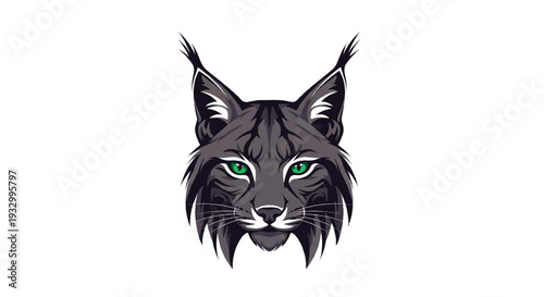 Lynx logo on white background. Stylized lynx head logo graphic design. Lynx logo design.
