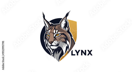 Lynx logo on white background. Stylized lynx head logo graphic design. Lynx logo design.
