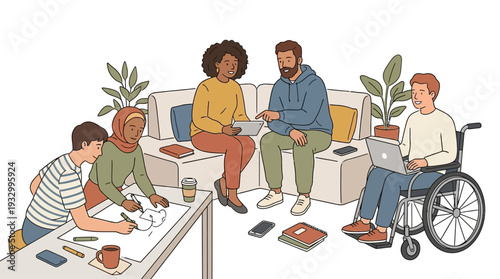 Diverse People Working Together – Inclusive Teamwork Lifestyle Vector