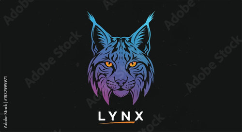 Lynx logo on white background. Stylized lynx head logo graphic design. Lynx logo design.