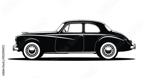 Vintage classic car silhouette. Vintage car silhouette isolated on white background. Classic car silhouette vector design.