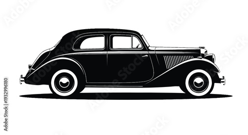 Vintage classic car silhouette. Vintage car silhouette isolated on white background. Classic car silhouette vector design.