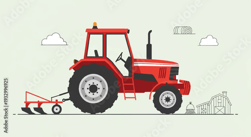 Tractor flat vector design. Farm tractor agricultural machinery farming equipment. Tractor illustration.
