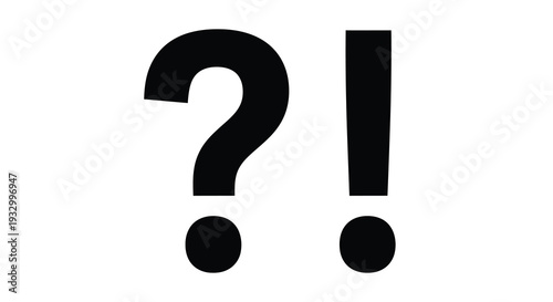 A stark visual representation of questioning and emphasis using punctuation marks forming a bold silhouette high quality professional detailed