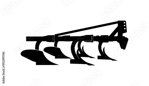 Vector plow icon, agricultural tool, farming equipment