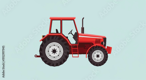 Tractor flat vector design. Farm tractor agricultural machinery farming equipment. Tractor illustration.