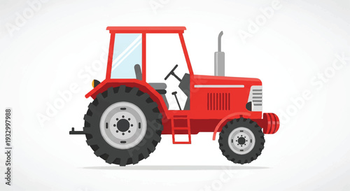 Tractor flat vector design. Farm tractor agricultural machinery farming equipment. Tractor illustration.