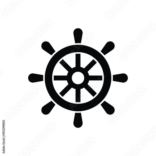 Simple black silhouette of a ship s steering wheel or helm