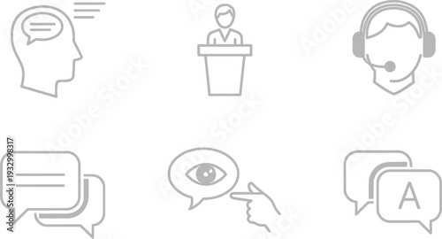 Illustrations representing different forms of communication and interaction