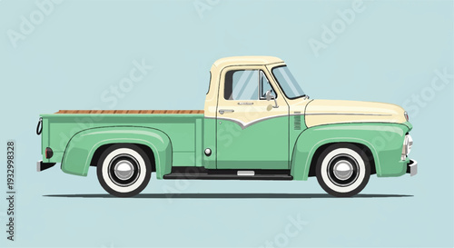 Vinage clssic pickup truck. Retro classic truck. Pickup truck illustration.