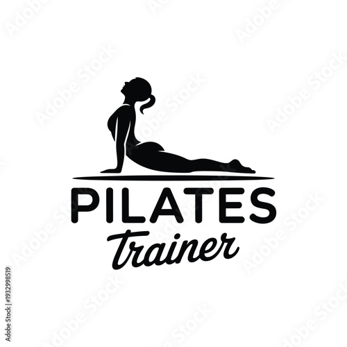 Pilates trainer silhouette demonstrating a yoga like stretching pose