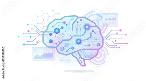 Artificial Intelligence Brain – Data Network Technology Illustration