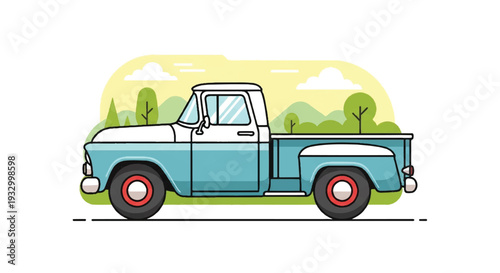 Vinage clssic pickup truck. Retro classic truck. Pickup truck illustration.