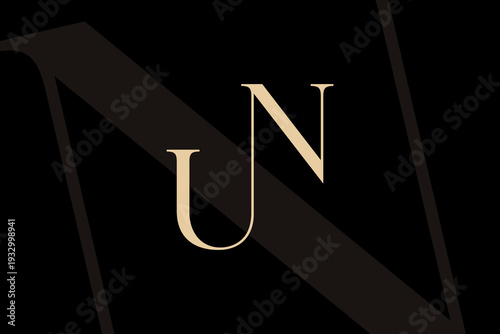NU or UN letter logo icon design. Classic style luxury initials monogram.