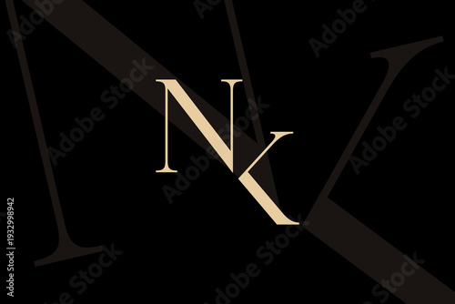 NK or KN letter logo icon design. Classic style luxury initials monogram.