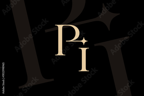PI or IP letter logo icon design. Classic style luxury initials monogram.