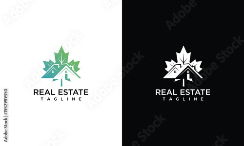 Canadian Real Estate Logo Modern Maple Leaf Home Property Brand Identity Design.