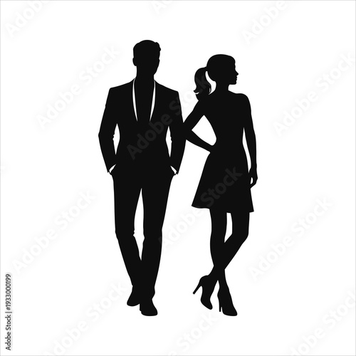 Professional Couple Silhouette Walking Together With Confidence
