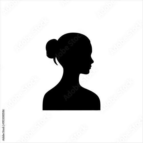 Black Silhouette of a Woman's Head and Shoulders Facing Right
