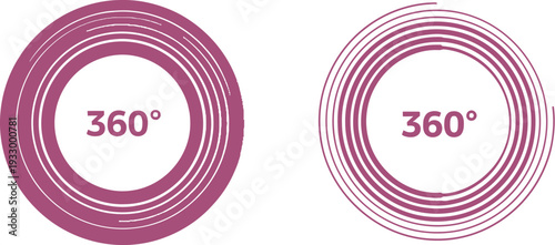 Visual representation of full circle angles with 360 degree markings in contrasting styles