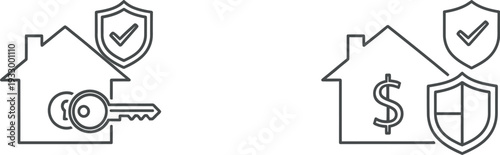 Comparison of home security and home investment insurance concepts illustrated with icons