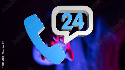 24-hour support concept wit...