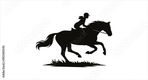 Dynamic silhouette of a rider and horse engaged in an equestrian sport event