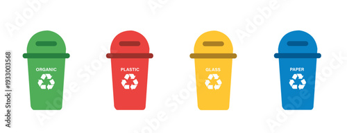 Vector recycle bin with recycle symbol illustration