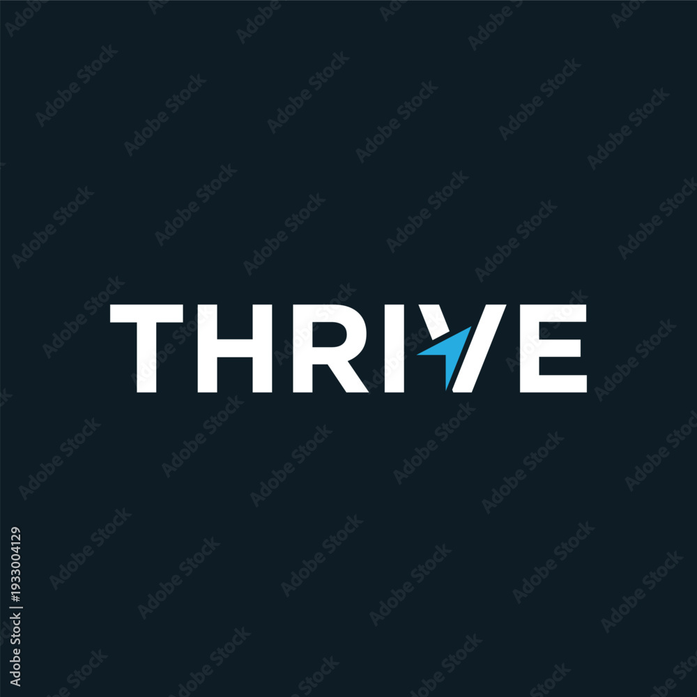 Fototapeta premium word mark thrive logo design, arrow logo concept