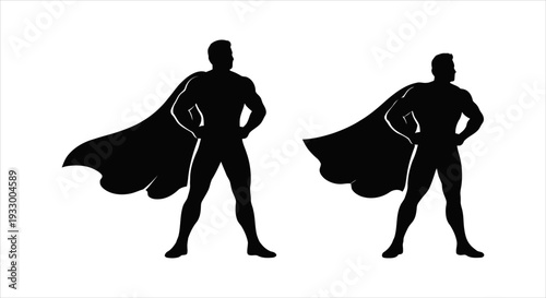 Strong Caped Hero Figures Representing Power, Victory, and Achievement