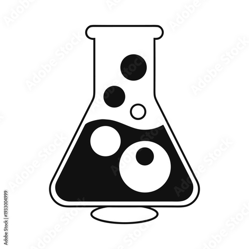 Simple Minimalist Black and White Laboratory Flask Icon isolated on White Background
