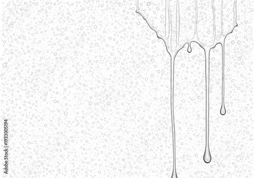 Black and white illustration of melting ice or wax on a white background isolated on white background