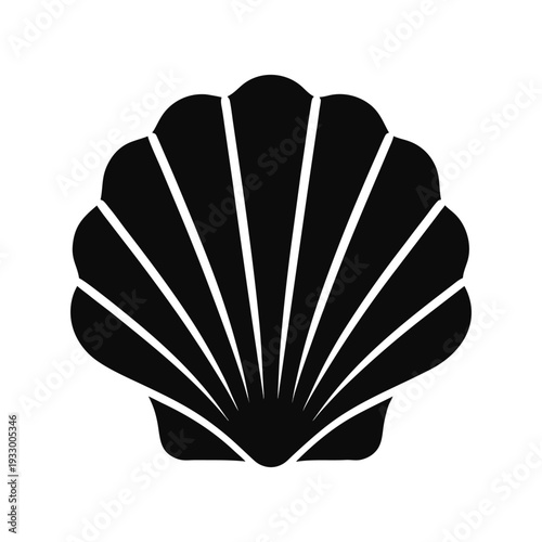 Modern Minimalist Scallop Shell Icon Design Energetic isolated on White Background