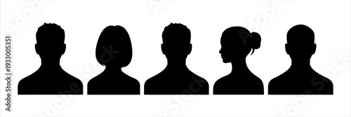 Collection of diverse user avatar profile silhouettes for anonymous individuals