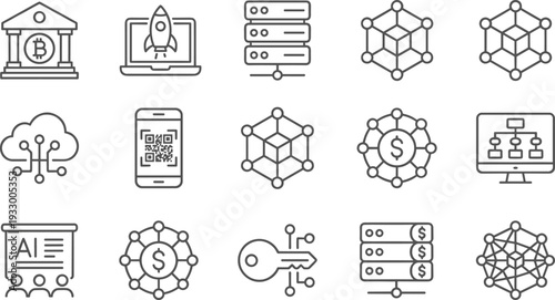 Blockchain, cryptocurrency, fintech, artificial, intelligence, cloud, computing, network, security, server, database, QR, code, digital, payment, banking, startup, technology, innovation, ecosystem