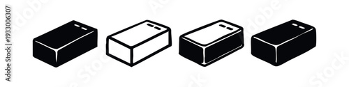 Isometric Rectangular Block Icon Set. Vector illustration of solid bricks or construction material symbols.